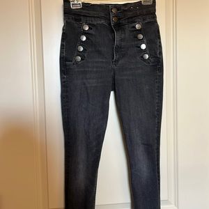 Express, black, button detail, size 4 jeans